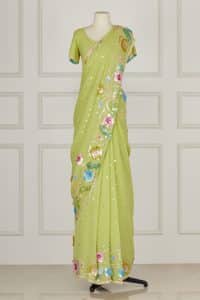 Green embellished sari set by Abu Jani Sandeep Khosla (2)