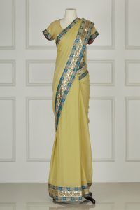 Yellow silk sari set by Abu Jani Sandeep Khosla (2)