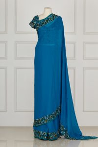 Blue embellished sari set by Pallavi Jaikishan (1)