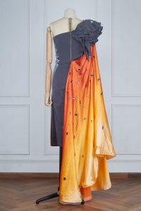 Grey embellished one-shoulder dress by Archana Kochhar (2)