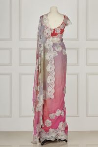 Multicolour floral applique sari set by Suneet Varma (3)