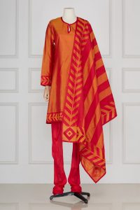 Orange silk kurta set by Abu Jani Sandeep Khosla (1)