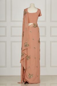 Peach embellished sari set by Ranna (3)