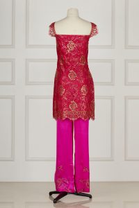Pink floral embroidered kurta set by Adarsh Gill (3)