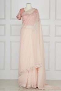Peach embellished sari set by Ranna Gill (1)