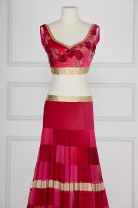 Pink ombre tiered lehenga set by Suneet Varma (4)