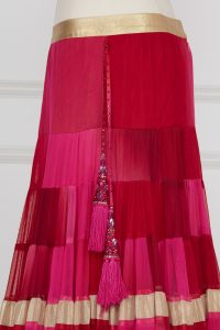Pink ombre tiered lehenga set by Suneet Varma (5)