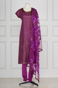 Purple sequin embellished kurta set by Suneet Varma (1)