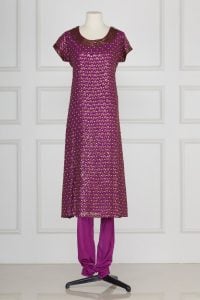 Purple sequin embellished kurta set by Suneet Varma (2)