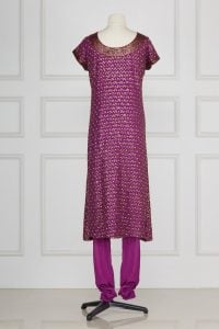 Purple sequin embellished kurta set by Suneet Varma (3)