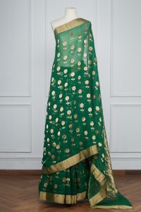Green floral woven sari by Raw Mango (1)
