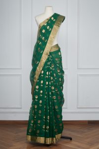 Green floral woven sari by Raw Mango (2)