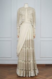 Neutral embellished cape and gown set by Sabyasachi (1)