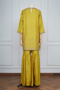 Yellow embroidered sharara set by Lajjoo C (3)