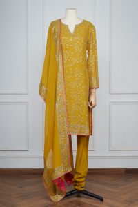 Yellow sequin embellished kurta set by Abu Jani Sandeep Khosla (1)