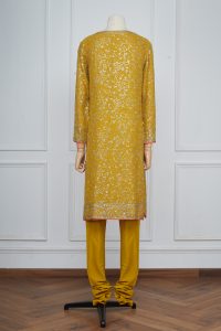 Yellow sequin embellished kurta set by Abu Jani Sandeep Khosla (3)