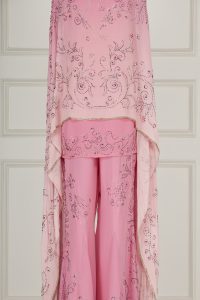 Pink stone studded cape kurta set by Suneet Varma (5)