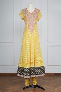 Yellow floral embroidery anarkali set by Dolly J (2)