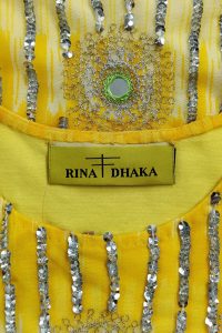 Yellow sequin and mirror kurta set by Rina Dhaka (5)