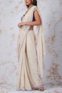 Ivory pearl and sequinned saree set (2)