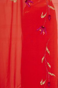 Red ombre floral embroidery saree set by Geisha Designs (5)