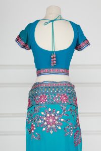 Blue floral mirror embroidered saree set by Abu Jani Sandeep Khosla (4)