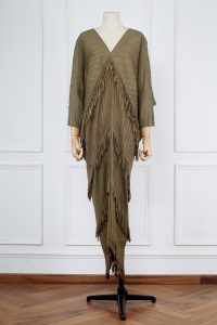 Green fringed pleated dress by Scarlet Sage (1)