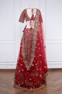 Red sequin embroidered lehenga set (2)