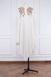 White floral embroidered asymmetrical dress (1)