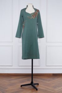 Green floral embroidered kurta (1)