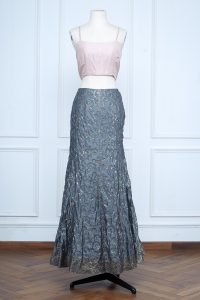 Grey sequin embroidered skirt (1)