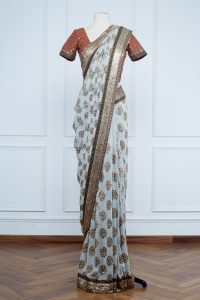 White leaf embroidered saree set (2)