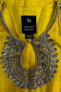 Yellow cotton silk anarkali set by Jayanti Reddy (4)