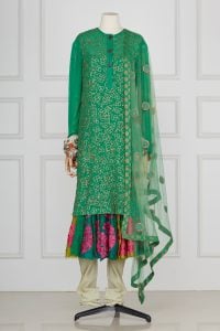 Green sequin embroidery kurta anarkali set by Petticoat Lane by Debyani & Divya (1)