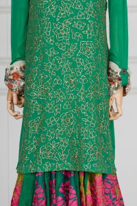 Green sequin embroidery kurta anarkali set by Petticoat Lane by Debyani & Divya (4)