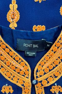 Navy blue motif embroidered kurta set by Rohit Bal (5)