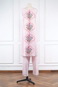 Pink floral printed kurta and jacket set (3)