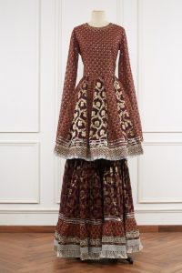 Brown sequin brocade anarkali set by Nitya Bajaj (2)