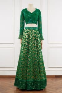 Green sequinned brocade lehenga set by Nitya Bajaj (2)
