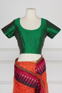 Orange motif woven saree set by Sabyasachi(3)