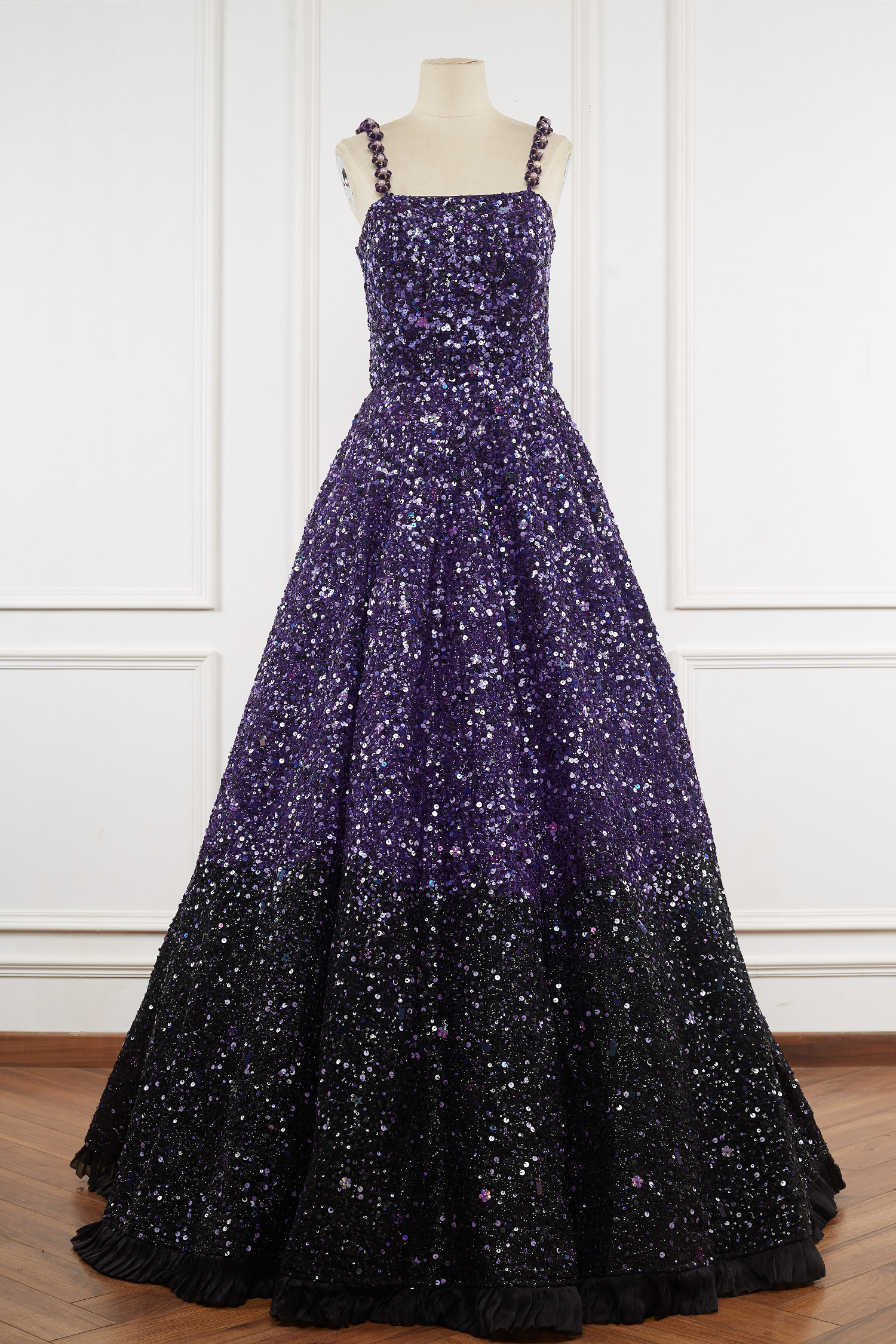 Purple ombre sequinned gown by Nitya Bajaj 1