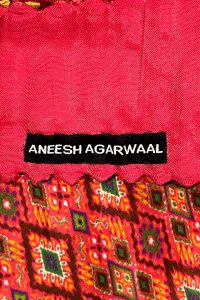 Red printed dhoti saree set by Aneesh Agarwaal (2)