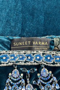 Blue crystal studded strapless kurta set by Suneet Varma (5)