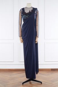 Blue embellished saree gown by Gaurav Gupta (1)