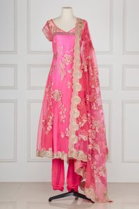 Pink floral embroidered anarkali set by Suneet Varma (1)