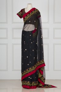 Black embroidered and woven saree set by Sabyasachi (1)