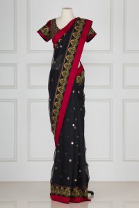 Black embroidered and woven saree set by Sabyasachi (2)