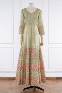 Green floral embroidered anarkali set by Aneesh Agarwaal (2)