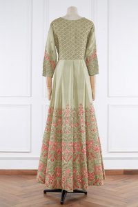 Green floral embroidered anarkali set by Aneesh Agarwaal (3)