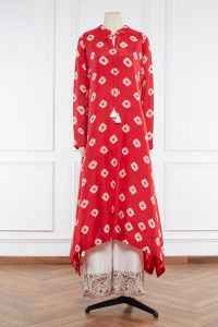 Red shibori tie-dye kurta set by Pink City by Sarika (1)